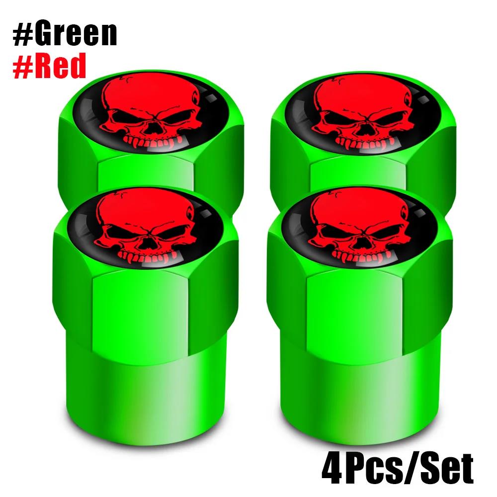 4Pcs/Set Skull Tire Valve Stem Cap Corrosion Resistant Dust Proof Cover Universal Fit for Car Bicycle Truck Motorcycle Stem Caps1