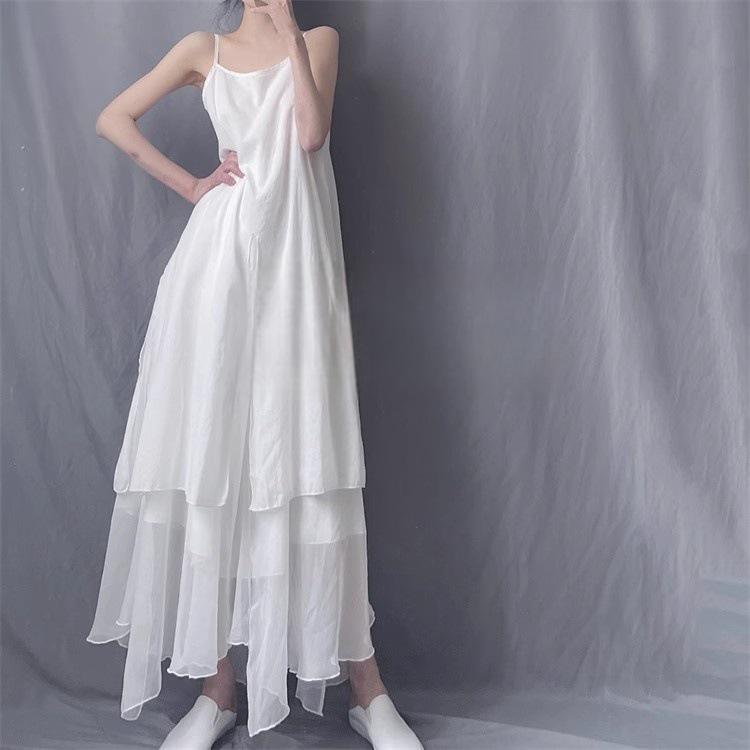 2025 Women's Summer Cotton-Linen Sleeveless Dress: New Literary Style, Mid-Length, Irregular Swing Skirt