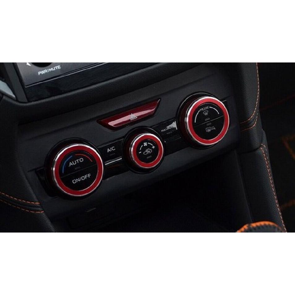 3 ks červené kroužky krytů ovladačů klimatizace pro Subaru 18+ XV Crosstrek