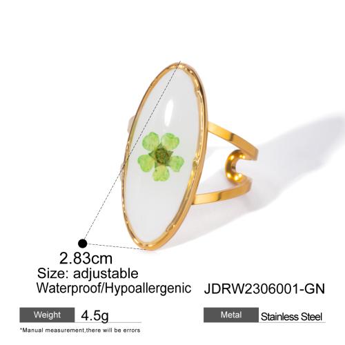 Youthway Edelstahl Blume Verstellbare Öffnungsringe Gold PVD Beschichtet Wasserdichter Fingerschmuck für Frauen Hochzeitsgeschenk