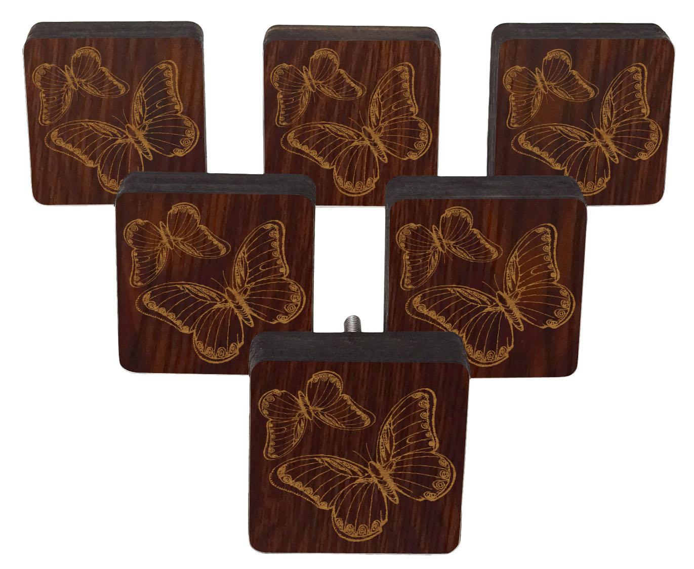 

IBA Indianbeautifulart Коричневі різьблені ручки Набір 10 шт. Дерев яні ручки для дверей шафи, висувної шухляди 2 x 2 Inches-Square коричневий