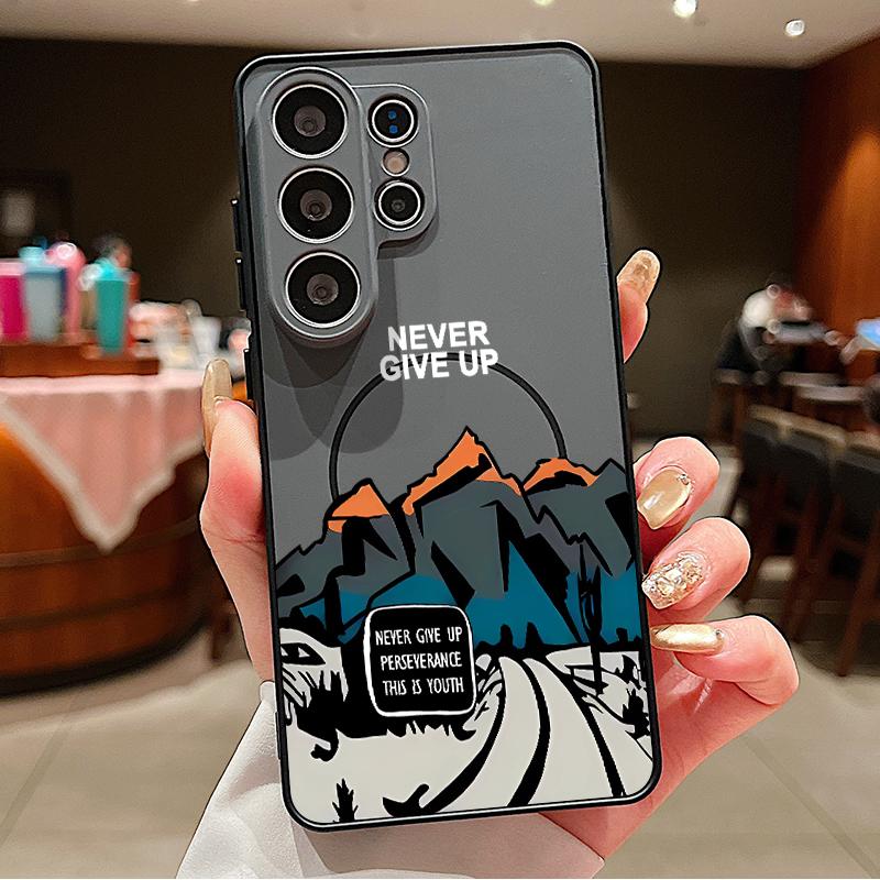 Magnetic For Magsafe Case For Samsung Galaxy S26 Ultra S25 Edge S24 Plus S23 FE S22 A17 A54 A55 A56 A57 5G Snow Mountain Scenery Pattern Cover