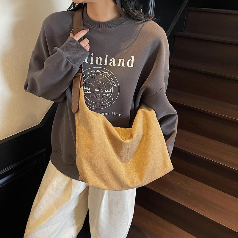 Borsa Grande in Tela da Donna Versatile Sottobraccio Borsa a Spalla a Tracolla