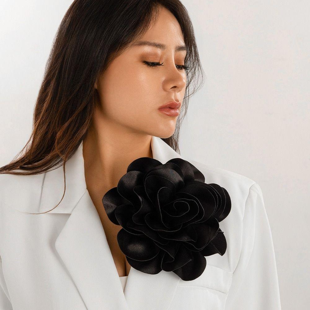 Satin Clothing Patch 3D Clothes Appliques DIY Large Fabric Flower Brooch  Clothes Decoration