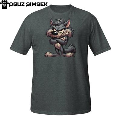 Angry Cartoon Wolf Shirt | Grumpy Growling Werewolf Tee Unisex T-Shirt Mens Womens Tees Top