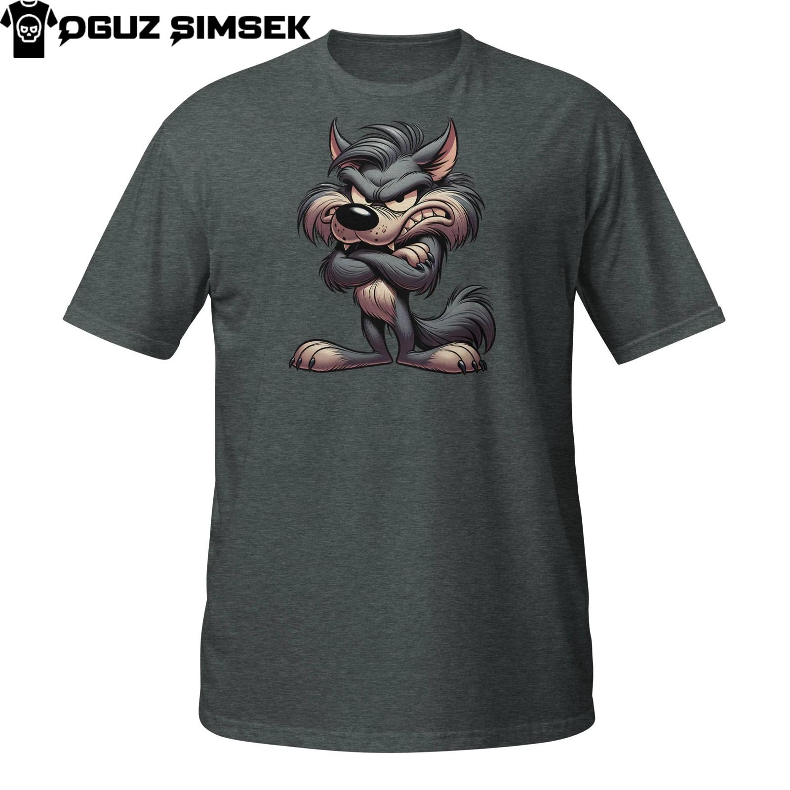 Angry Cartoon Wolf Shirt | Grumpy Growling Werewolf Tee Unisex T-Shirt Mens Womens Tees Top S