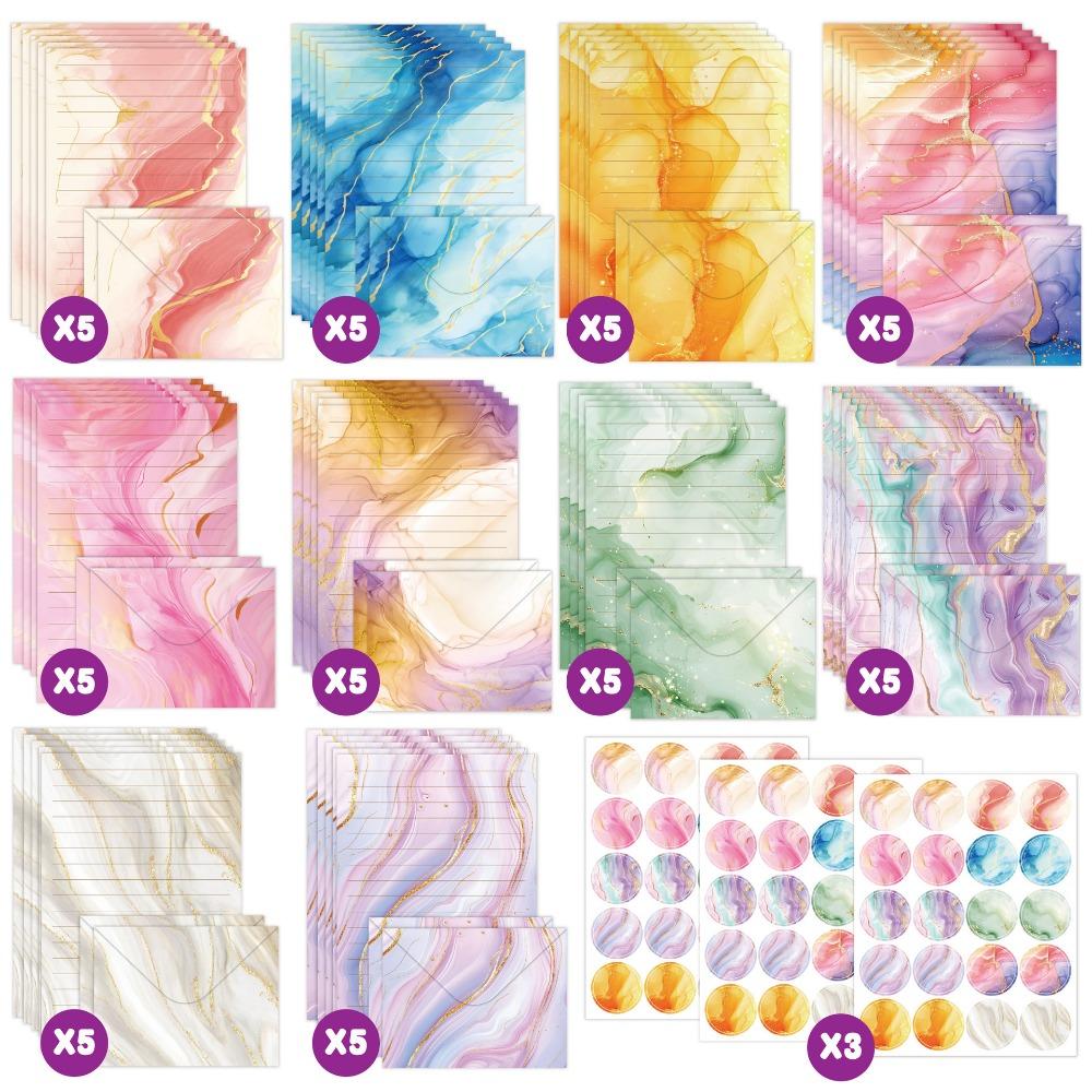 160PCS Artistic Design Letter Paper Set Watercolor Invitation Letter Envelope Set  Student Supplies 1