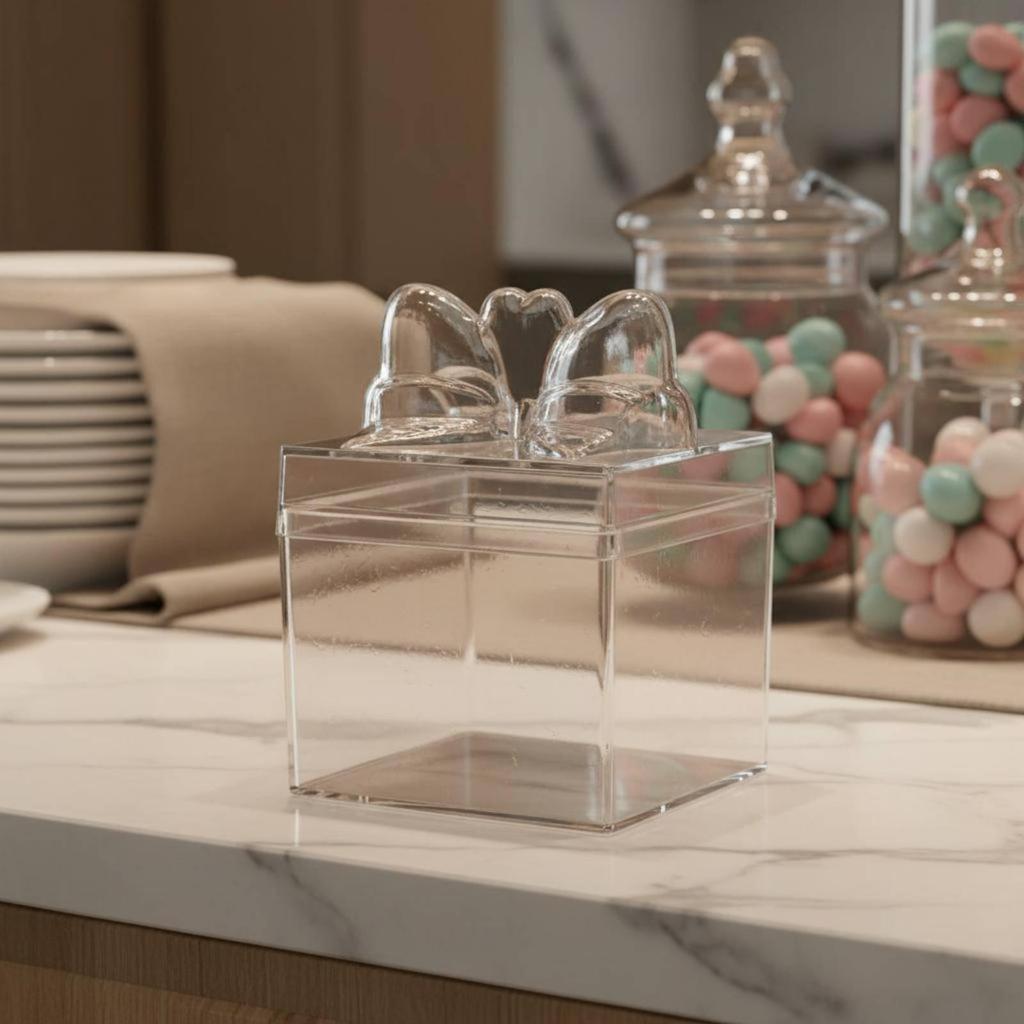 Candy Box Gift Container with Lid, Transparent Polypropylene, Clear And Compact