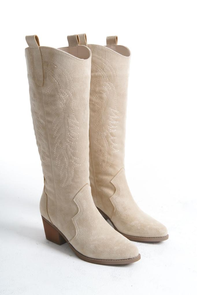 Women Modern Stylish Fashion Boots Boots Faux Leather Suede Mink Suede Western Embroidered Pointed Toe Casual Boots