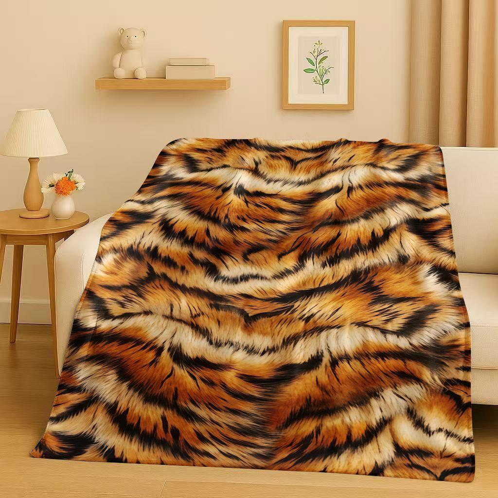 3D Zebra Tiger Leopard Beast Stripe Print Art Flannel Blanket,Ultra Soft Warm Plush Throw for Home Bedroom Bed Sofa Cover Office