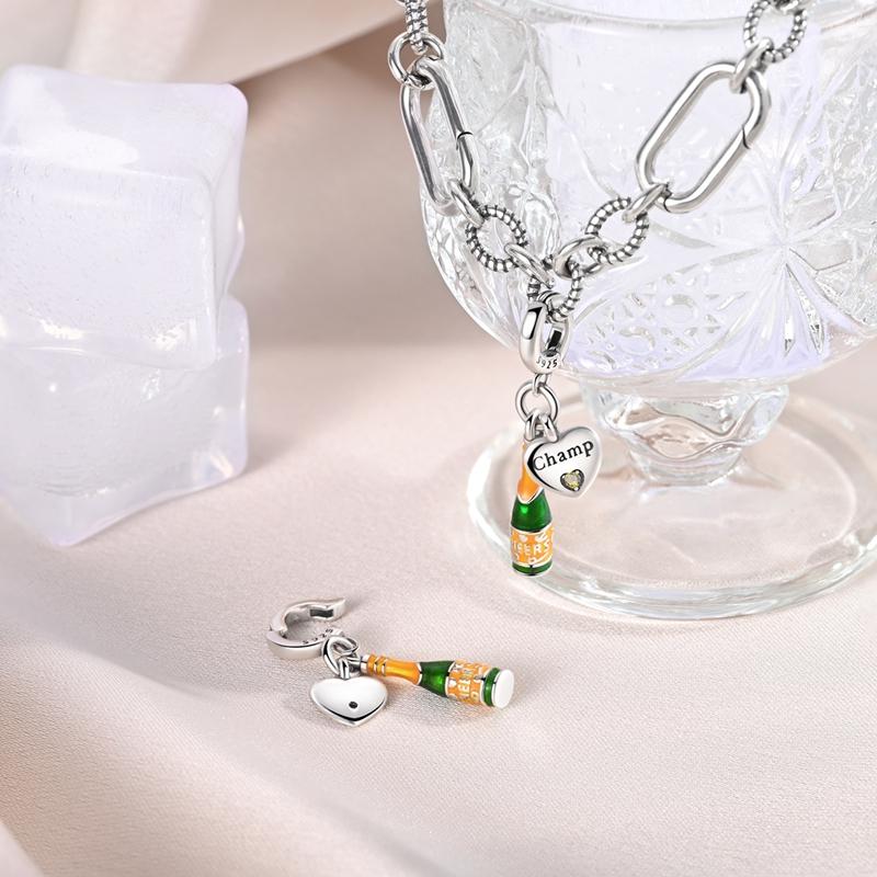 Wine Bottle Charms Copper Rum Brandy Whiskey Tequila Beads Fit 3Mm Original Bracelets Diy Jewelry Birthday Gift