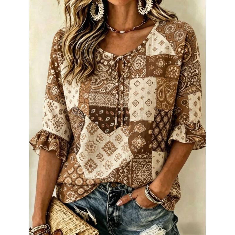 Fresh Breathable Half Sleeve Casual Blouse, Loose Slimming Version, Light Comfortable Summer Outerwear