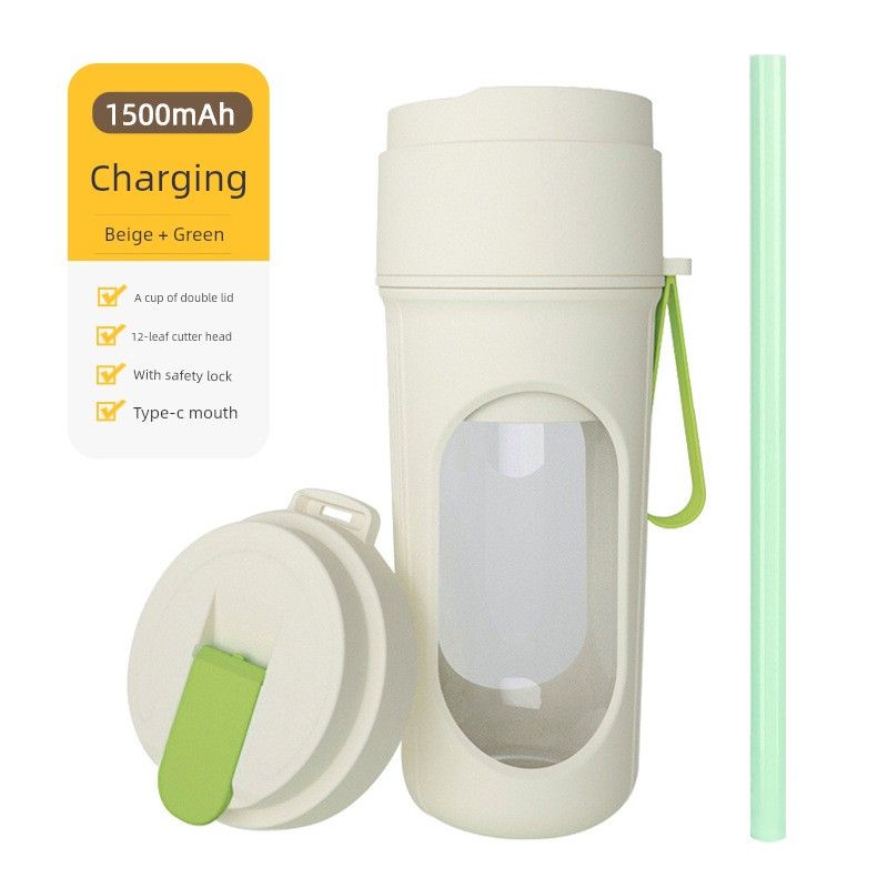 

Portable Fruit Juicer For Home Multi-Function Fried Juice Extractor Blender Wireless Electric Small Crusher Green [send lid + straw]]