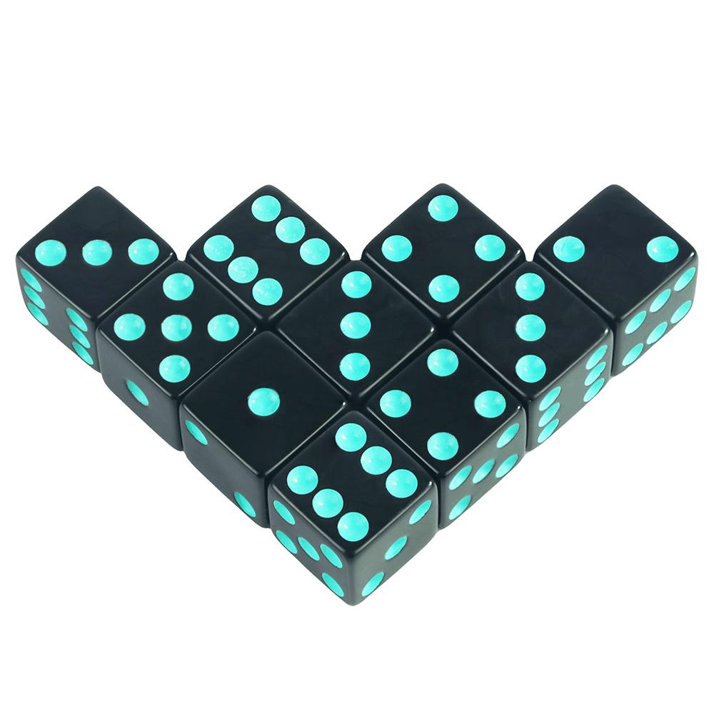 16 mm Würfel, 6-seitig, undurchsichtig, 10 Stück, quadratische Ecken, farbige Punkte, D6-Würfel für Brettspiele, Mathematikspiele im Klassenzimmer