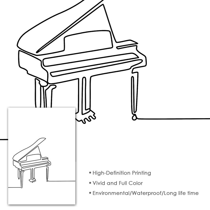 Modern Minimalist Line Musical Instrument Piano Guitar Drum Kit Note Music Poster Nordic Living Room Bedroom Wall Art Home Decor