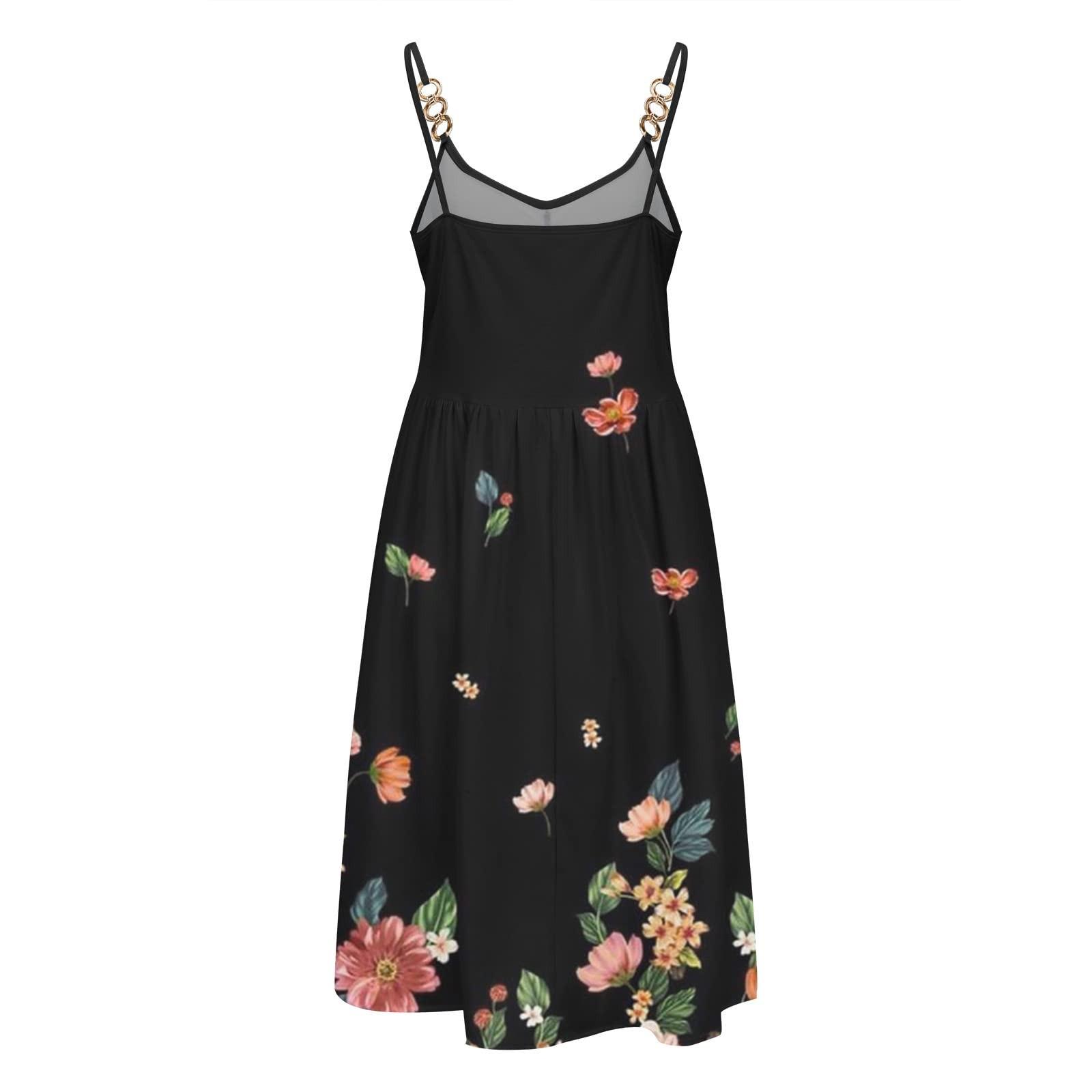 Женское летнее платье с V-образным вырезом на бретельках трапециевидной формы — фото 5