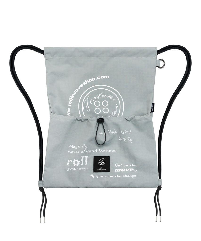 Milk Wave Layered Print Shirred String Backpack [Gray]