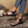 Summer Women's Simple Solid Color Wedge Sandals, Casual Open Toed Retro Thick Soled Sandals, Comfortable Wedge Thick Heel Beach Sandals