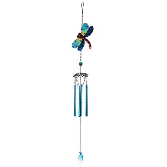 Iron Wind Chime Butterfly Dragonfly Painted Diamond Glass Painted Metal Pendant