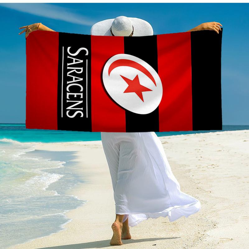 Ultra-Soft Beach Towel with Saracens Rugby Theme,Ideal for Pool - Camping, Diving - Perfect Travel Essential, Vibrant Beach Towel.