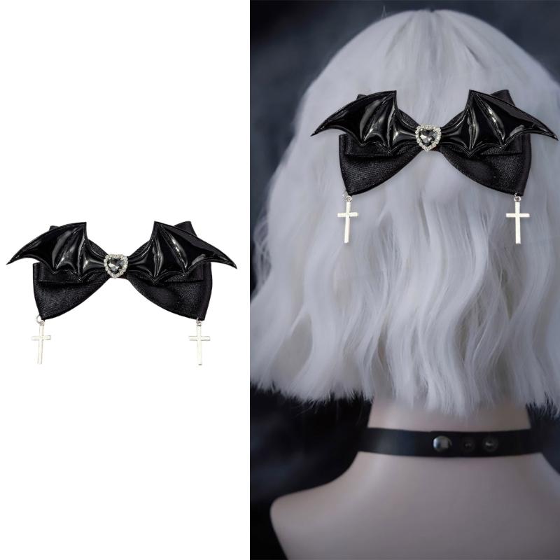 1PC Elegant Bows Hair Clip with Heart Crosses Design Soft Fabric Hairpin For Women Girls Daily Use