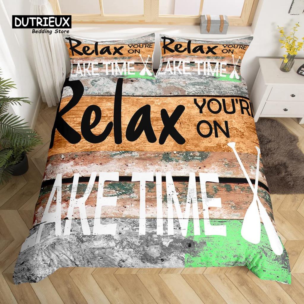 

Комплект постельного белья для рыбалки и охоты, комплект постельного белья для королевского домика на озере, комплект постельного белья с веслом для мальчиков и девочек, декор для фермерского дома EU single(135x200cm)