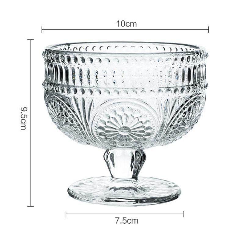 

Винтажная чашка с тиснением подсолнухов, стеклянная чашка на ножке, десертная миска для мороженого, салатница, конфетница, тортница для домашней вечеринки, свадьбы