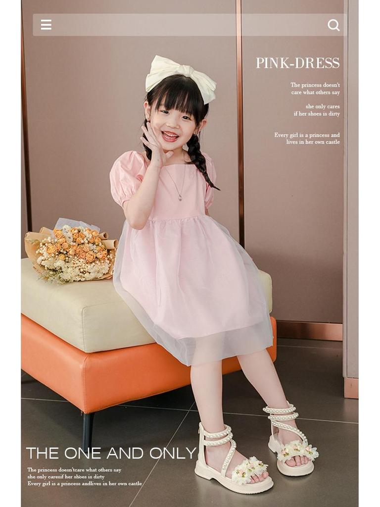 Summer 2025 Girls' Cute Princess Open Toe Sandals – Soft Sole, Perfect for Little and Big Kids At the Beach.