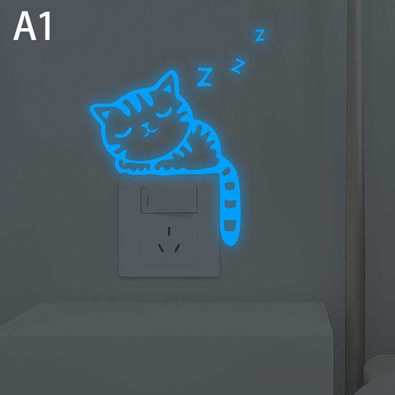 Kreslená Svítící Samolepka na Vypínač Svítící ve Tmě Samolepky na Zeď Domácí Dekorace Dekorace Dětského Pokoje Zelená Žlutá Modrá Svítící