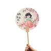 Handmade Chinese Style Circular Fan Long Handle Round Fan Art Hand Fans Bamboo Handle Fan  Summer
