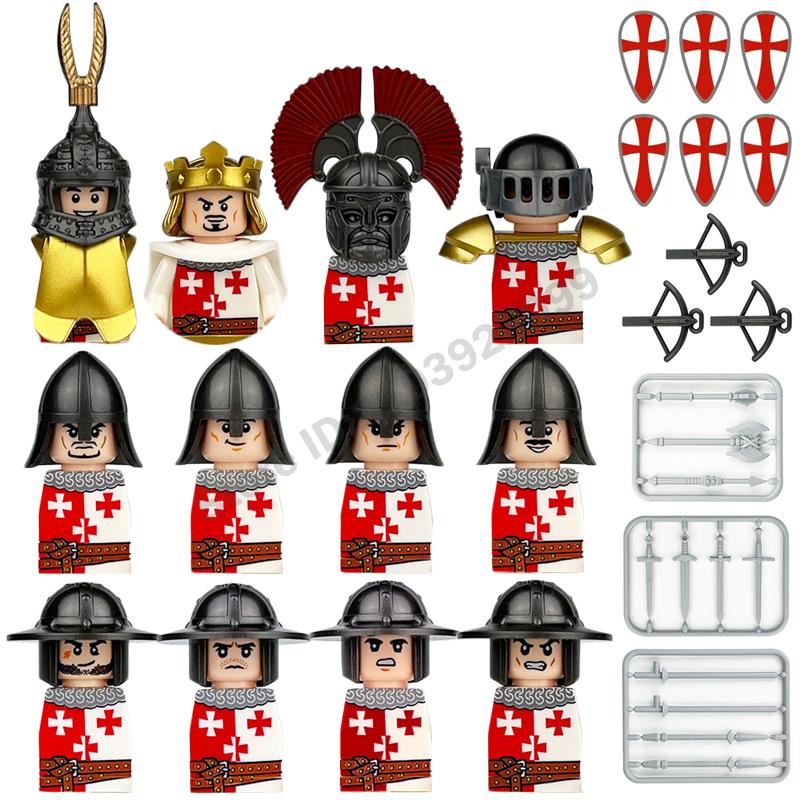 Medieval Military Building Blocks Roman Officer Soldier Knight Imperial Army Head Of State Elf Hunter Lion King War Horse Brick