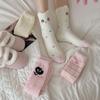 Vinter Sokker i Tykk Fleece - Myke og Varme Sokker til Midt på Leggen i Rosa, Søtt Tegneseriedesign, Fluffy Sokker av Australsk Ull