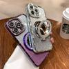 Luxury Diamond Clear Glitter Magnetic Case for iPhone 16 15 14 13 12 11 Pro Max Plus With Mirror Phone Holder Stand Soft Cover