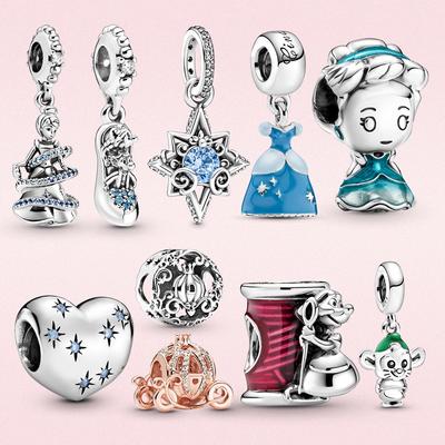 Authentische 925 Silber Cinderella Prinzessin Charm Traumherz Perlen für Original Panjia Armband Damen DIY Schmuck Geschenke