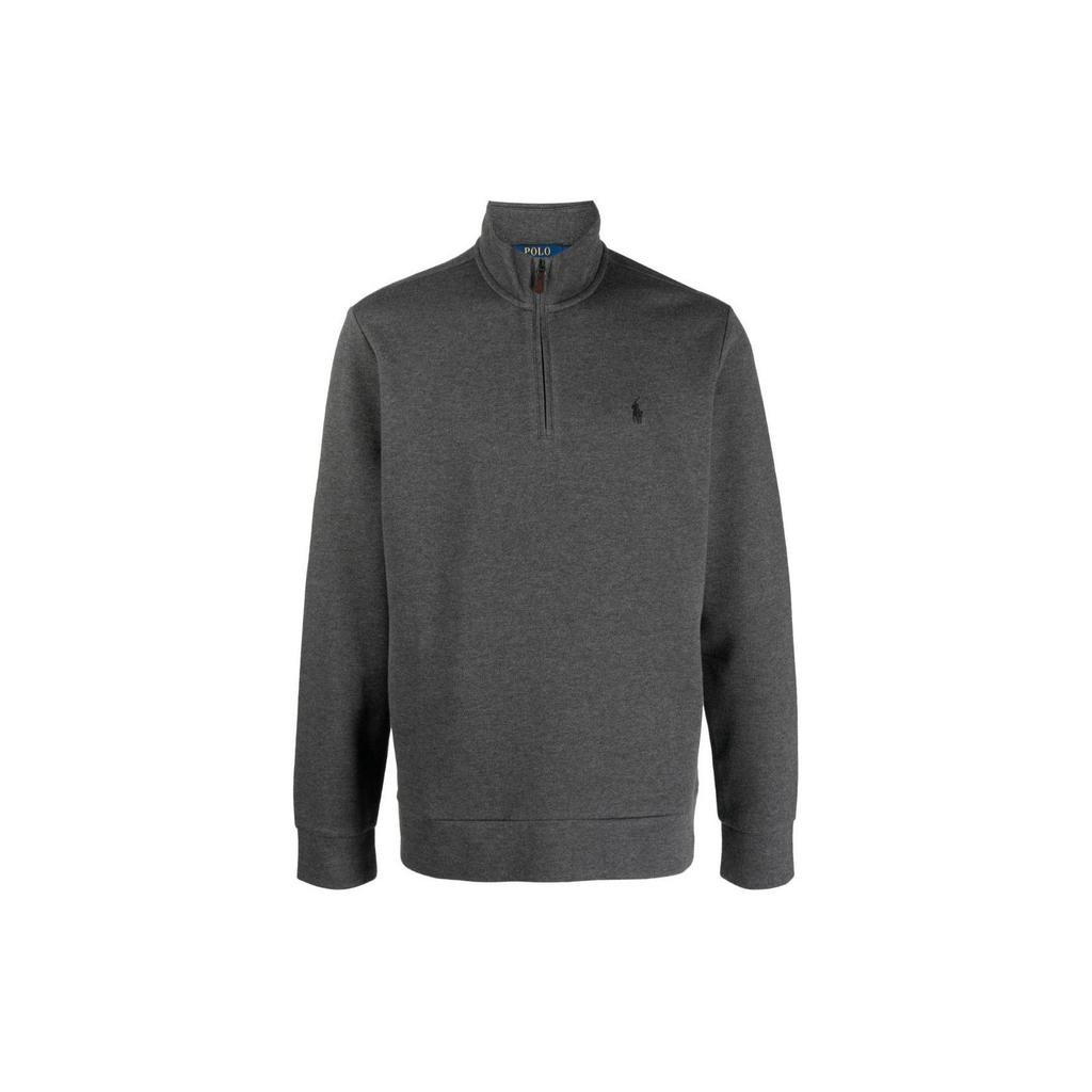 Polo Ralph Lauren Solid Logo Mock Neck Half-Zip Long Sleeve Sweater Men sweater Gray 710909883-003