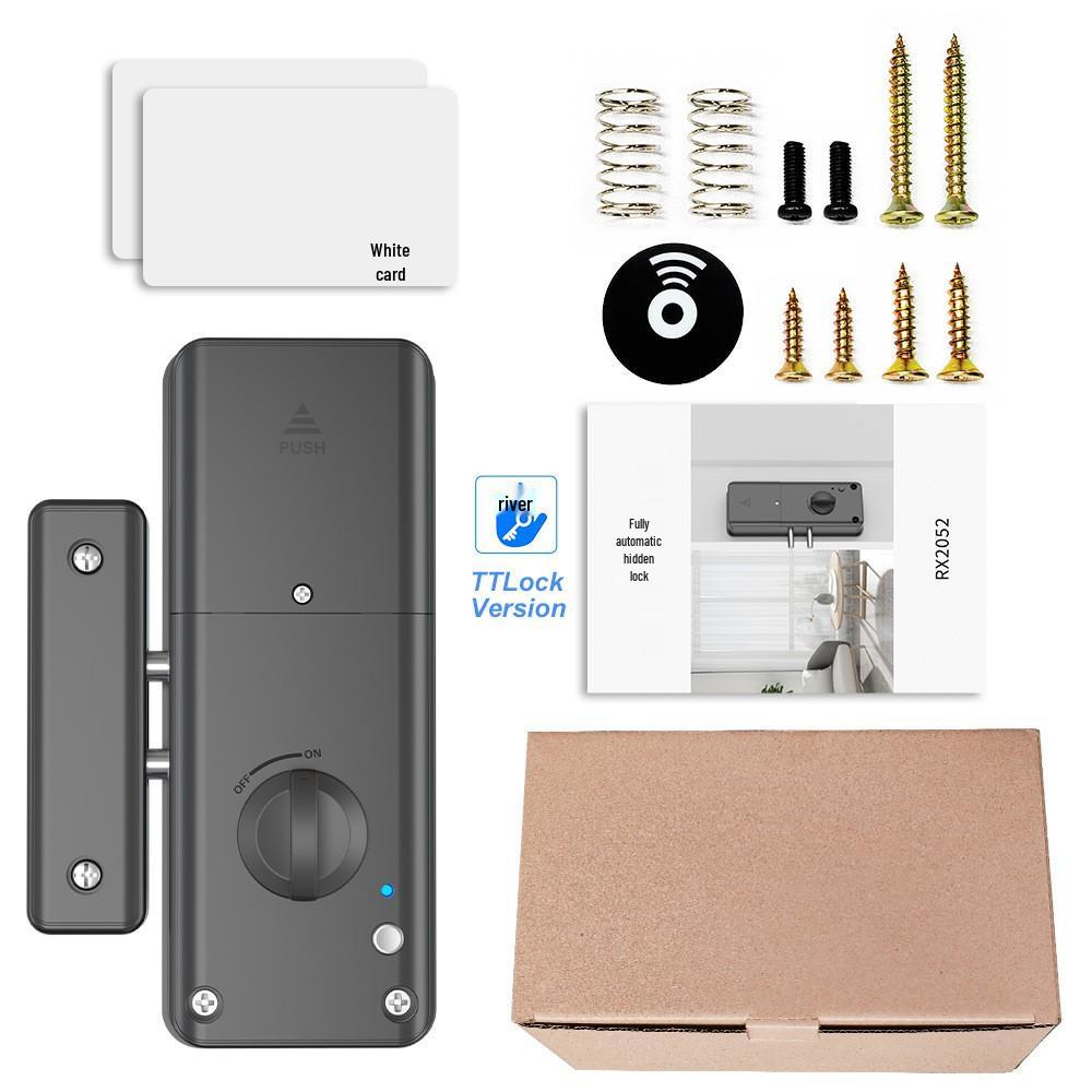 Invisible Smart Card Swipe Remote Control Door Lock - No Drilling Required for Indoor Wooden Doors