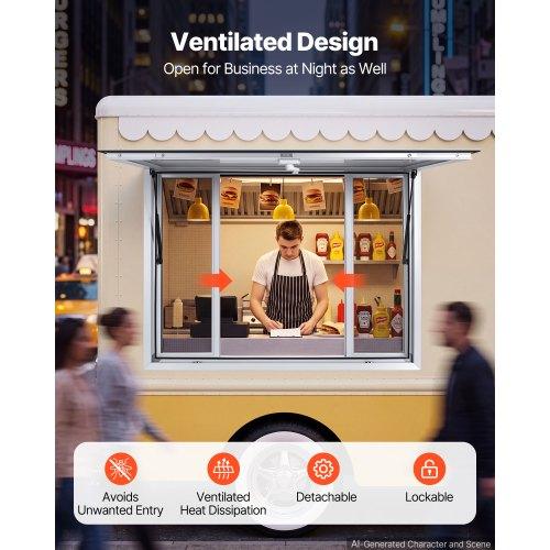 VEVOR Concession Window 1220x915mm Aluminum Alloy Frame Service Window, for Food Truck, Up to 85 Degrees Stand Serving w/ 4 Sliding Screen Windows