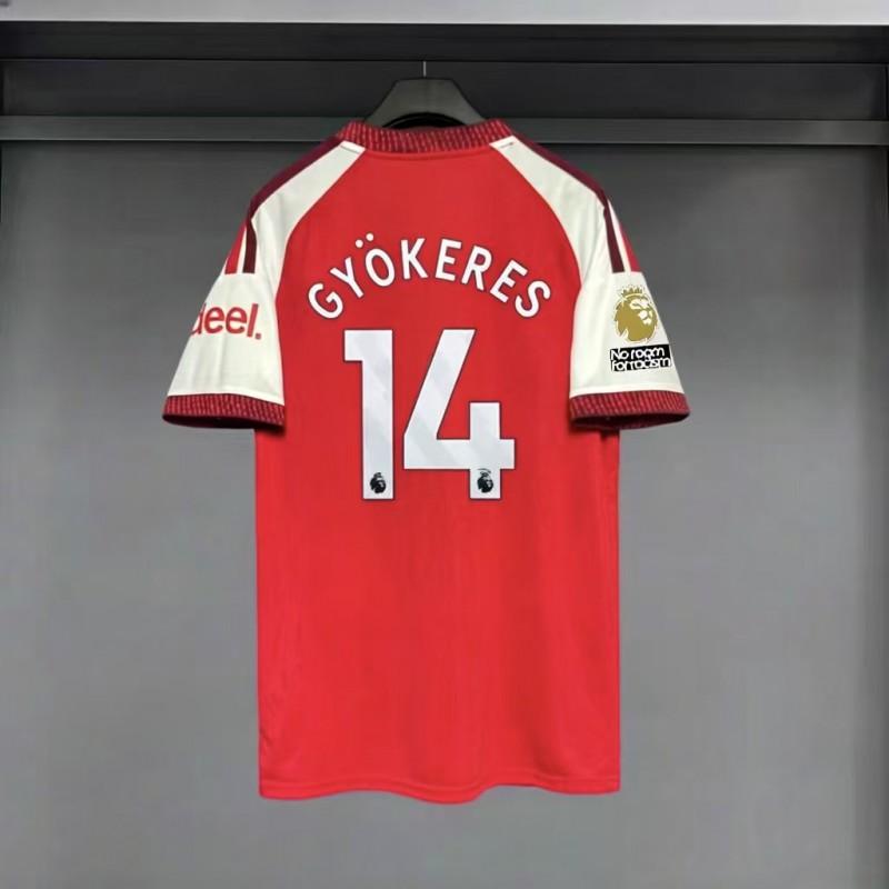 Mens Short Sleeve Football Jersey Premium Fan Edition Striped Design Arsenal Home Match Support