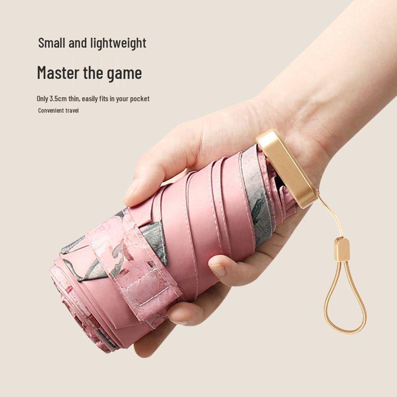 Mini Portable Sun & Rain Umbrella: Anti-UV Black Glue Parasol for Women