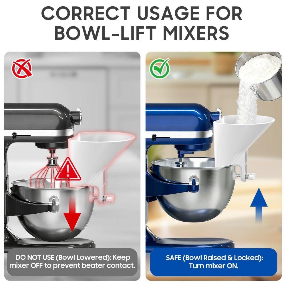 Spill-Proof Stand Mixer Funnel Precise Pouring Mixing Bowl Kitchen Aid  Baking Accessory