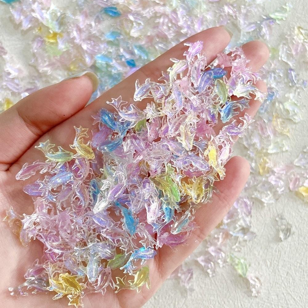 100 Pcs Mini Shiny Goldfish Ocean Aurora Nail Rhinestones  DIY Scrapbooking Accessories