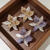 1 pair Luxury Enamel Iris Earrings Zinc Zinc Alloy Metal Flower Ear Studs Golden and Silver Earrings  Banquet