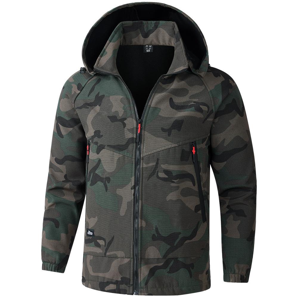 Men's Waterproof Camouflage Workwear Set - Velvet Lined, Wear-Resistant, Outdoor Cold Protection