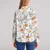 Camisa Feminina com Botões Estampa Floral, Camisa Casual Regular de Manga Comprida Blusas Casuais Plus Size Tops Básicos