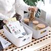 Storage Box 6-Piece Set Stackable Small Item Case Handles Soft Polypropylene Plastic Basket (White + Gray)