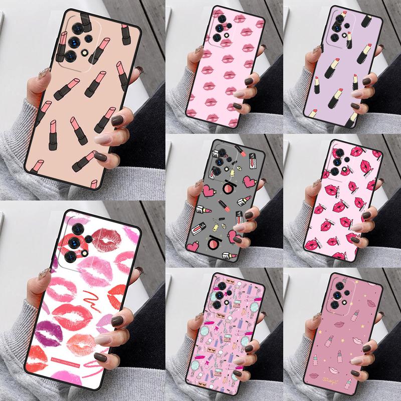 Lipstick Make Up Phone Case For Samsung Galaxy S25 S23 S30 S8 S21 S20 FE S24 S22 Note 10 20 Plus lite Ultra