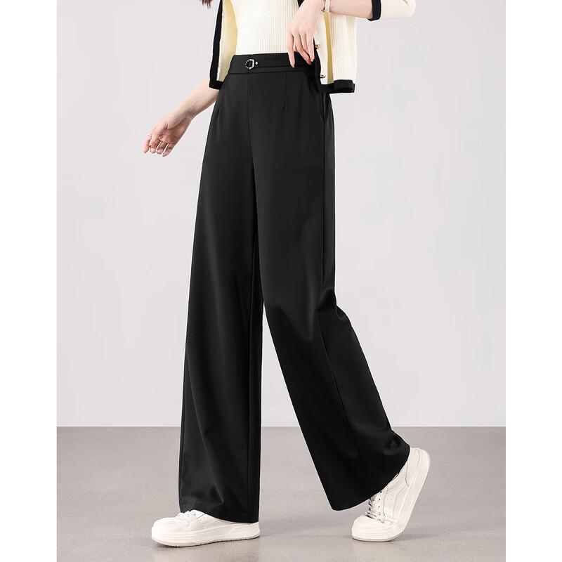 TERRE BLEUE Women's Loose High-Waist Wide-Leg Pants