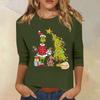 3/4 Sleeve Tops For Women T-Shirt Casual Christmas Print Tops T Shirt Round Neck Pullover Blouse
