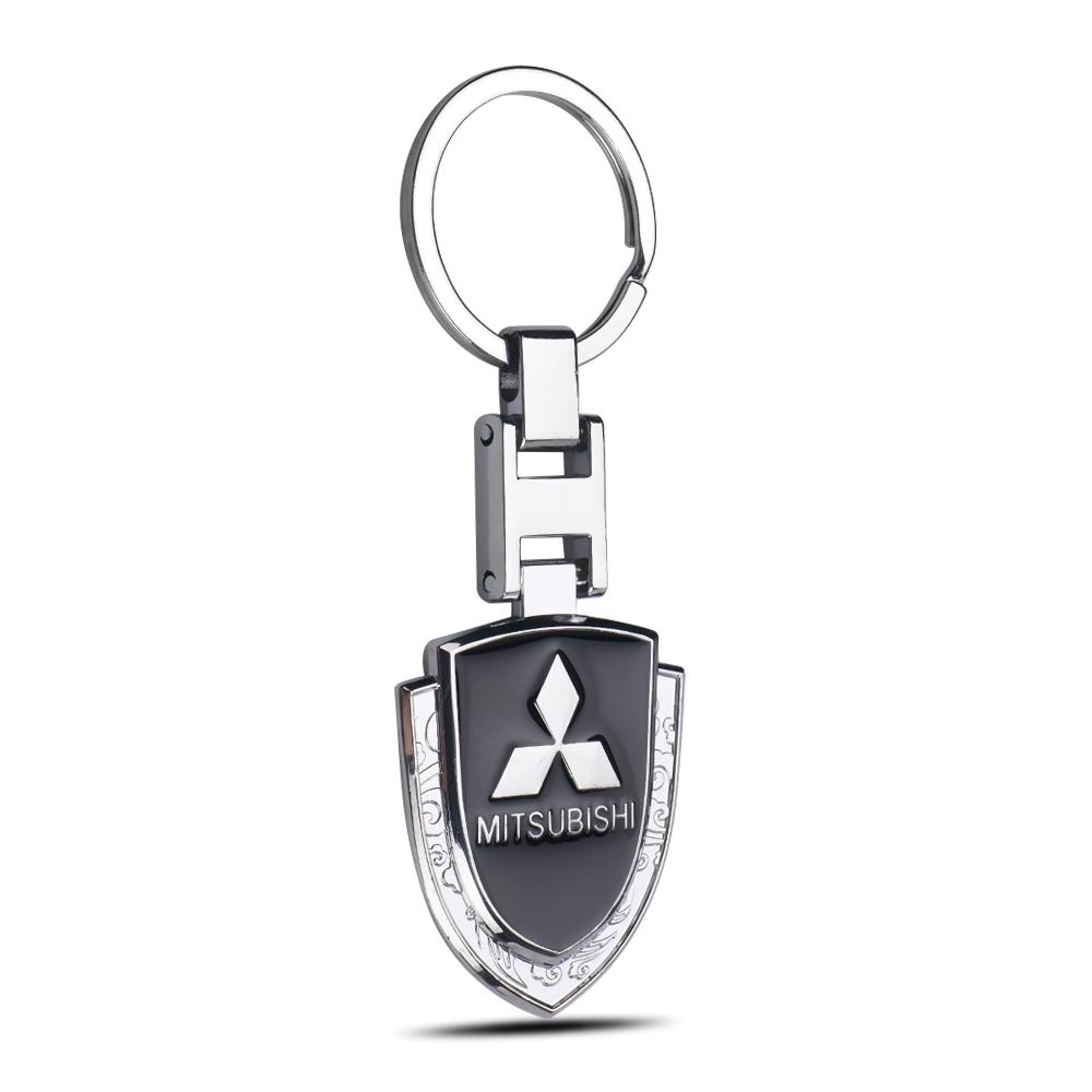 3D Metal Leather Car Styling Emblem Keychain Auto Key Rings for Mitsubishi Lancer 10 Xpander Pajero 4 Montero V73 Evolution Evo