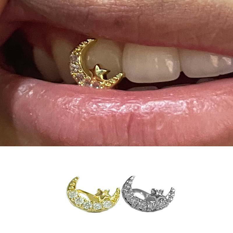 Bestselling Gold Hip Hop Zircon Moon Diamond Tooth Ornament